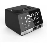 Led double rveil miroir horloge radio enceinte pour salle de bain basse sans fil bluetooth + port usb ...