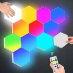 Led mural avec t�l�commande, intelligent lumi�res hexagonales contr�le tactile rgb lampe gaming veilleuses ...