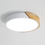 Led plafonnier bois rond 24w, intrieur luminaires plafonnier 6000k (blanc froid), moderne lampe de plafond ...