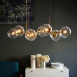 Led suspension lampe table � manger avec boule de verre � 8 flammes lampe de salle � manger couronne ...