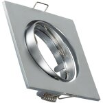 Collerette downlight carr�e orientable pour ampoule gu10 / gu5. 3 coupe � 72mm argent