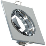 Collerette downlight carr�e orientable pour ampoule gu10 / gu5. 3 coupe � 72mm chrom�