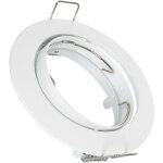 Collerette downlight ronde orientable pour ampoule gu10 / gu5. 3 coupe � 72mm blanc