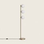Efectoled - lampadaire mtal et verre moonlight brass 3 spots dor
