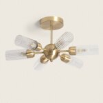 Plafonnier m�tal et verre 6 spots iraide dor�