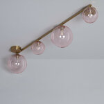Efectoled - plafonnier mtal et verre moonlight brass 4 spots rose
