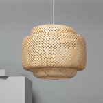 Ledkia ? suspension bambou nagua naturel ? design boho - chic ? compatible ampoule e27 ? finitions artisanales ...