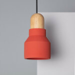 Ledkia ? suspension en b�ton et bois naturel ? lustre contemporain e27 ? c�ble r�glable pour �clairage ...