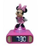 Lexibook - rveil digital minnie 3d avec veilleuse lumineuse et effets sonores pile - rose et noir