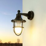 Licht - erlebnisse - applique murale ext�rieure e27 ip64 noir verre antique laiton solide maritime lampe ...