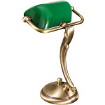 Lampe de bureau en laiton massif de couleur bronze clair en style art nouveau avec abat - jour vert h:29 ...