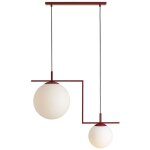 Licht - erlebnisse - lampe suspendue m�tal verre e27 h: max. 110 cm rouge blanc abat - jour boule � 2 ...