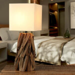 Licht - erlebnisse - lampe de table bois flott� tissu 53 cm lampe de chevet unique