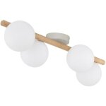 Licht - erlebnisse - plafonnier m�tal verre g9 bois clair blanc plafonnier moderne allong� � 4 lampes ...