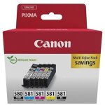 Canon pgi580 - pgi581 - cli581 pack 5 cartouches : 1 noire + 1 noire pigmente + cartouches couleurs ...