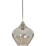 Light&living - suspension - rakel - bronze - verre verre fum� -