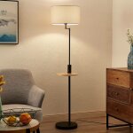 Lampadaire tissu avec une connexion usb 'zinia' en m�tal pour salon & salle � manger
