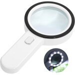 Linghhang - 1pcs loupe de lecture �clair�e, loupe 30x avec 12 led lumi�re, loupe grossissante � main, ...