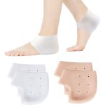 Linghhang - 2 paires protge talons en gel (blanc et nu), manches de talon silicone doux et respirant ...