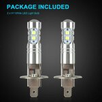 Linghhang - 2 pices (lumire blanche) h1 ampoules de phares led 6000k feux de route et feux de croisement ...