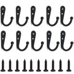 Linghhang - lot de 20 crochets muraux noirs avec vis pour suspendre les cl�s de serviette de peignoir ...