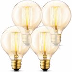 Linghhang - 4 pack ampoules incandescentes) globe g95 vintage edison bulb set, 40w e27 verre ambre wootly ...