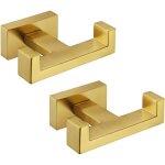 Linghhang - double crochet de serviette bross� or 2pcs, sus304 porte - serviette de salle de bains en ...