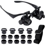 Linghhang - lunettes loupe avec 2 lumires led, 8 lentilles dtachables, loupe  montage sur tte, lunettes ...