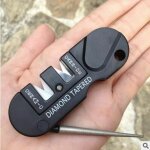 Linghhang - mini noir edc aiguiseur de couteau aiguiseur de survie en acier meule conique quipement ...