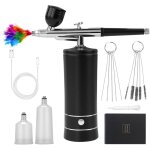 Linghhang - noir) kit arographe sans fil avec compresseur, mini arographe portable, arographe  ongles ...