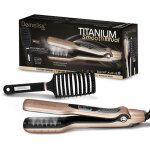 Lisseur vapeur - saint algue - coffret demeliss titanium smooth ritual - brosse d�melante - or