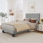 Lit 90�200 cm, rembourr� avec sommier � lattes et t�te capitonn�e, cadre de lit capitonn�e, facile � ...