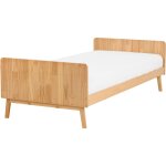 Lit simple moderne scandinave en bois de pin 90 x 200 cm à lattes bois clair bonnac Lit simple moderne scandinave en bois de pin 90 x 200 cm à lattes bois clair bonnac