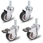 Litzee - roulettes pour meubles, 2 pi�ces roulette pivotante avec frein + 2 pi�ces roulette pivotante ...