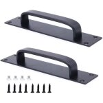 Lling - lot de 2 poign�es de porte coulissante en alliage d'aluminium noir 20 x 4 cm
