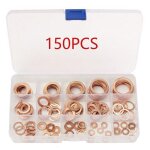 Lntyq 150pcs rondelle cuivre joint vidange assortiment kit m5, m6, m8, m10, m12, m14, m16, m18, m20, ...