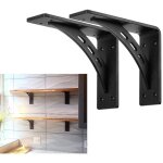 Lntyq 2 pcs equerre etagere murale noir, equerre charge lourde, supports �querre �tag�re de fixation ...