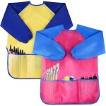 Lntyq lot de 2 tabliers d'art impermables  manches longues pour enfants en bas ge avec 3 poches pour ...