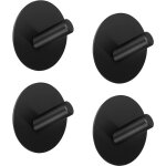 Lot de 4 crochets mural rond noir crochet  serviette adhsif sans percer, acier inoxydable autoadhsif ...