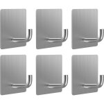 Crochet adhesif mural, set de 6 porte manteau mural sans percage, patere salle de bain en acier inoxydable, ...