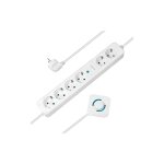 Logilink lps271 bloc multiprise 6 prises davon 4 avec interrupteur  pied, 6 x cee 7 / 3, 1, 5 m, blanc ...