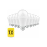 Lot de 10 ampoules led e27 9w blanc chaud crealys
