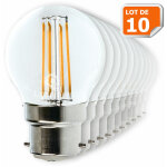 Lot de 10 ampoules led filament culot b22 4 watt (�q 42 watts) blanc chaud