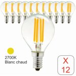Lot de 10 ampoules led filament e14 sphérique 4w 470lm 2700k - garantie 2 ans Lot de 10 ampoules led filament e14 sphérique 4w 470lm 2700k - garantie 2 ans