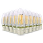 Lot de 10 ampoules led flamme filament 4w 40w culot b22 blanc chaud 2700k
