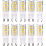 Lot de 10 ampoules led g9, blanc chaud 3000 k 5 w �quivalent � des ampoules halog�nes 40 w 420 lumens ...