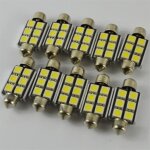 Lot de 10 ampoules navettes de 36 mm 5050 smd 6 led c5w pour intrieur de voiture, clairage de porte, ...