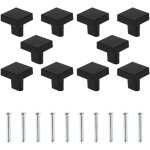Lot de 10 boutons de porte noir boutons d'armoire carr�e en laiton massif poign�es de meuble cuisine ...