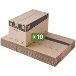 Lot 10 cartons d�m�nagement stockage standard - 60 x 30 x 30 cm - poign�es renforc�es - 1 adh�sif offert ...