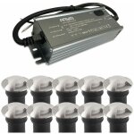 Lot de 10 encastrables de sol balisage 3w mini - canyon ip67 12v avec transformateur selv 50w ip67 temprature ...
